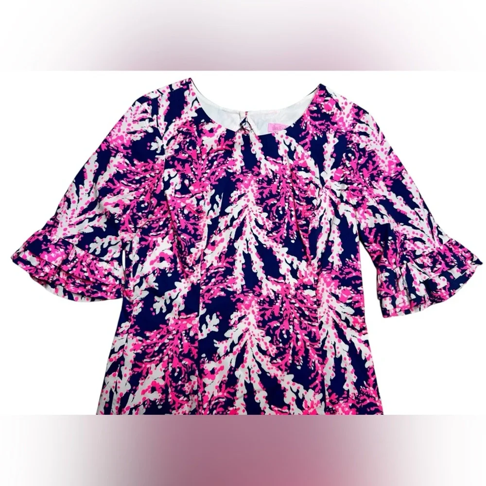 Lilly Pulitzer Fiesta Dress Nauti Navy Beyond the Sea Coral Print - Picture 2 of 10